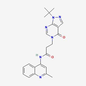 molecular formula C22H24N6O2 B2782299 3-(1-(tert-butyl)-4-oxo-1H-pyrazolo[3,4-d]pyrimidin-5(4H)-yl)-N-(2-methylquinolin-4-yl)propanamide CAS No. 946234-56-6