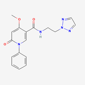 molecular formula C17H17N5O3 B2782305 N-(2-(2H-1,2,3-triazol-2-yl)ethyl)-4-methoxy-6-oxo-1-phenyl-1,6-dihydropyridine-3-carboxamide CAS No. 2176069-98-8