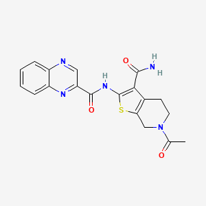 molecular formula C19H17N5O3S B2782310 6-Acetyl-2-(quinoxaline-2-carboxamido)-4,5,6,7-tetrahydrothieno[2,3-c]pyridine-3-carboxamide CAS No. 1171757-27-9