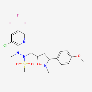 molecular formula C20H24ClF3N4O4S B2782314 N'-[3-chloro-5-(trifluoromethyl)-2-pyridinyl]-N-{[3-(4-methoxyphenyl)-2-methyltetrahydro-5-isoxazolyl]methyl}-N'-methylmethanesulfonohydrazide CAS No. 339276-44-7