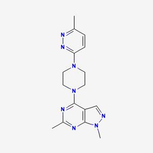 molecular formula C16H20N8 B2782315 1,6-Dimethyl-4-[4-(6-methylpyridazin-3-yl)piperazin-1-yl]pyrazolo[3,4-d]pyrimidine CAS No. 2380087-68-1