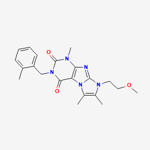 molecular formula C21H25N5O3 B2782324 6-(2-Methoxyethyl)-4,7,8-trimethyl-2-[(2-methylphenyl)methyl]purino[7,8-a]imidazole-1,3-dione CAS No. 876676-31-2