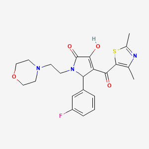 molecular formula C22H24FN3O4S B2782335 4-(2,4-二甲基噻唑-5-羰基)-5-(3-氟苯基)-3-羟基-1-(2-吗啉基乙基)-1H-吡咯-2(5H)-酮 CAS No. 638134-93-7