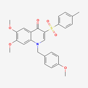 molecular formula C26H25NO6S B2782338 6,7-二甲氧基-1-(4-甲氧基苯甲基)-3-对甲苯基喹啉-4(1H)-酮 CAS No. 895639-40-4