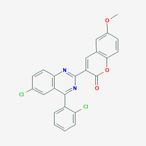 molecular formula C24H14Cl2N2O3 B2782340 3-(6-chloro-4-(2-chlorophenyl)quinazolin-2-yl)-6-methoxy-2H-chromen-2-one CAS No. 865376-32-5