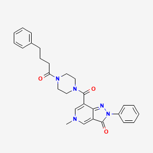 molecular formula C28H29N5O3 B2782351 5-methyl-2-phenyl-7-(4-(4-phenylbutanoyl)piperazine-1-carbonyl)-2H-pyrazolo[4,3-c]pyridin-3(5H)-one CAS No. 1021095-70-4