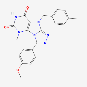 molecular formula C22H20N6O3 B2782352 3-(4-methoxyphenyl)-5-methyl-9-(4-methylbenzyl)-5H-[1,2,4]triazolo[4,3-e]purine-6,8(7H,9H)-dione CAS No. 921533-19-9