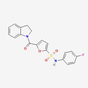molecular formula C19H15FN2O4S B2782358 N-(4-fluorophenyl)-5-(indoline-1-carbonyl)furan-2-sulfonamide CAS No. 1170548-91-0