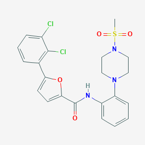molecular formula C22H21Cl2N3O4S B278236 5-(2,3-dichlorophenyl)-N-{2-[4-(methylsulfonyl)-1-piperazinyl]phenyl}-2-furamide 