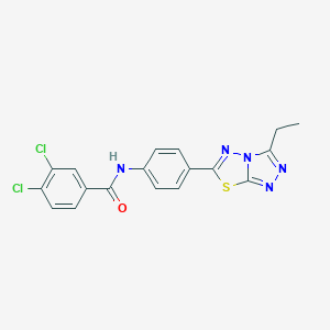 molecular formula C18H13Cl2N5OS B278237 3,4-dichloro-N-[4-(3-ethyl[1,2,4]triazolo[3,4-b][1,3,4]thiadiazol-6-yl)phenyl]benzamide 