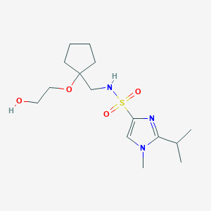 molecular formula C15H27N3O4S B2782373 N-((1-(2-hydroxyethoxy)cyclopentyl)methyl)-2-isopropyl-1-methyl-1H-imidazole-4-sulfonamide CAS No. 2176069-57-9