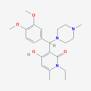 molecular formula C22H31N3O4 B2782379 3-((3,4-二甲氧基苯基)(4-甲基哌嗪-1-基)甲基)-1-乙基-4-羟基-6-甲基吡啶-2(1H)-酮 CAS No. 939241-80-2