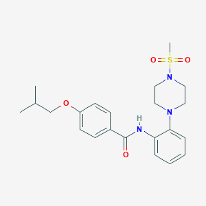 molecular formula C22H29N3O4S B278238 4-(2-methylpropoxy)-N-{2-[4-(methylsulfonyl)piperazin-1-yl]phenyl}benzamide 