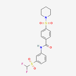 molecular formula C19H20F2N2O5S2 B2782390 N-(3-((difluoromethyl)sulfonyl)phenyl)-4-(piperidin-1-ylsulfonyl)benzamide CAS No. 690249-82-2
