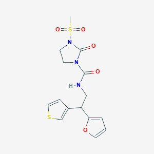 molecular formula C15H17N3O5S2 B2782413 N-[2-(furan-2-yl)-2-(thiophen-3-yl)ethyl]-3-methanesulfonyl-2-oxoimidazolidine-1-carboxamide CAS No. 2097890-73-6