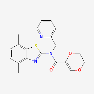 molecular formula C20H19N3O3S B2782417 N-(4,7-dimethylbenzo[d]thiazol-2-yl)-N-(pyridin-2-ylmethyl)-5,6-dihydro-1,4-dioxine-2-carboxamide CAS No. 899736-06-2