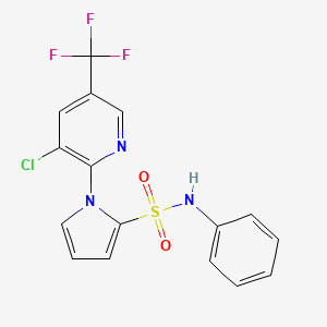 molecular formula C16H11ClF3N3O2S B2782424 1-[3-chloro-5-(trifluoromethyl)-2-pyridinyl]-N-phenyl-1H-pyrrole-2-sulfonamide CAS No. 321433-63-0