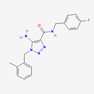 molecular formula C18H18FN5O B2782426 5-amino-N-(4-fluorobenzyl)-1-(2-methylbenzyl)-1H-1,2,3-triazole-4-carboxamide CAS No. 899940-78-4