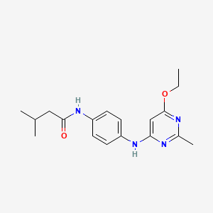 molecular formula C18H24N4O2 B2782429 N-(4-((6-ethoxy-2-methylpyrimidin-4-yl)amino)phenyl)-3-methylbutanamide CAS No. 946272-75-9