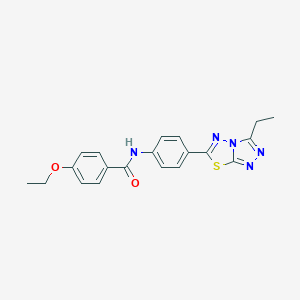 molecular formula C20H19N5O2S B278243 4-ethoxy-N-[4-(3-ethyl[1,2,4]triazolo[3,4-b][1,3,4]thiadiazol-6-yl)phenyl]benzamide 