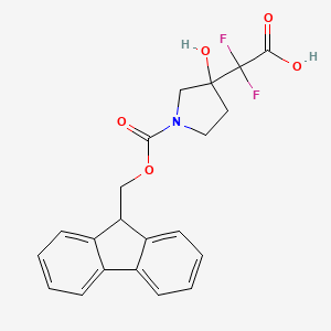 molecular formula C21H19F2NO5 B2782432 2-(1-{[(9H-fluoren-9-yl)methoxy]carbonyl}-3-hydroxypyrrolidin-3-yl)-2,2-difluoroacetic acid CAS No. 2219408-67-8