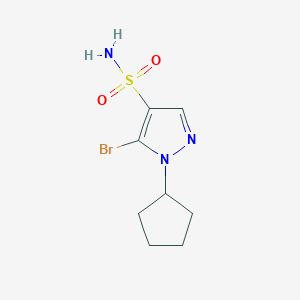 molecular formula C8H12BrN3O2S B2782434 5-Bromo-1-cyclopentylpyrazole-4-sulfonamide CAS No. 1946817-53-3