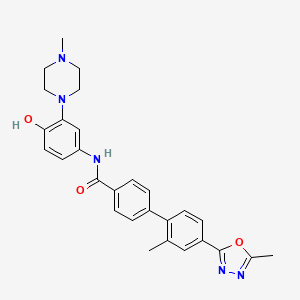 molecular formula C28H29N5O3 B2782438 2'-Methyl-4'-(5-methyl-[1,3,4]oxadiazol-2-yl)-biphenyl-4-carboxylic acid [4-hydroxy-3-(4-methyl-piperazin-1-yl)-phenyl]-amide CAS No. 256227-77-7