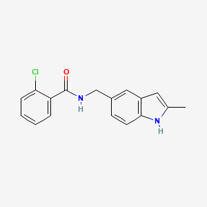 molecular formula C17H15ClN2O B2782439 2-氯-N-((2-甲基-1H-吲哚-5-基)甲基)苯甲酰胺 CAS No. 852136-39-1