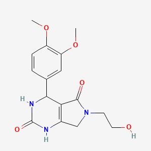 molecular formula C16H19N3O5 B2782443 4-(3,4-二甲氧基苯基)-6-(2-羟乙基)-3,4,6,7-四氢-1H-吡咯并[3,4-d]嘧啶-2,5-二酮 CAS No. 1021060-57-0