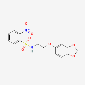 molecular formula C15H14N2O7S B2782447 N-(2-(benzo[d][1,3]dioxol-5-yloxy)ethyl)-2-nitrobenzenesulfonamide CAS No. 1105234-90-9