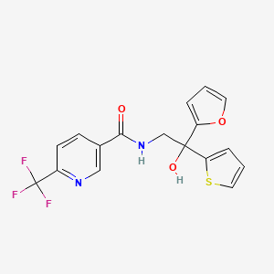 molecular formula C17H13F3N2O3S B2782455 N-(2-(furan-2-yl)-2-hydroxy-2-(thiophen-2-yl)ethyl)-6-(trifluoromethyl)nicotinamide CAS No. 2034485-09-9