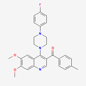 molecular formula C29H28FN3O3 B2782459 (4-(4-(4-Fluorophenyl)piperazin-1-yl)-6,7-dimethoxyquinolin-3-yl)(p-tolyl)methanone CAS No. 866845-07-0