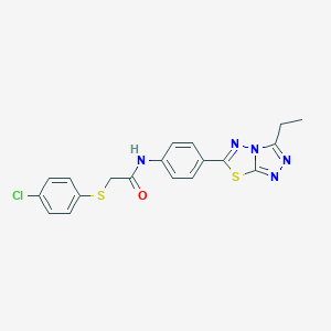 2-[(4-chlorophenyl)thio]-N-[4-(3-ethyl[1,2,4]triazolo[3,4-b][1,3,4]thiadiazol-6-yl)phenyl]acetamide