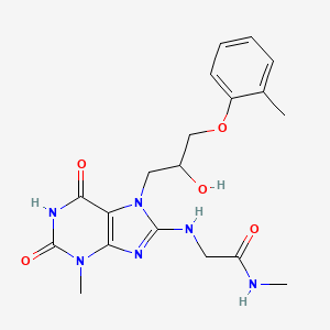 molecular formula C19H24N6O5 B2782470 2-((7-(2-hydroxy-3-(o-tolyloxy)propyl)-3-methyl-2,6-dioxo-2,3,6,7-tetrahydro-1H-purin-8-yl)amino)-N-methylacetamide CAS No. 941993-49-3