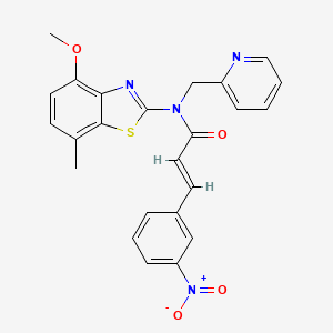 molecular formula C24H20N4O4S B2782478 (E)-N-(4-methoxy-7-methylbenzo[d]thiazol-2-yl)-3-(3-nitrophenyl)-N-(pyridin-2-ylmethyl)acrylamide CAS No. 899736-12-0