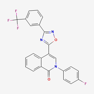 molecular formula C24H13F4N3O2 B2782479 2-(4-fluorophenyl)-4-(3-(3-(trifluoromethyl)phenyl)-1,2,4-oxadiazol-5-yl)isoquinolin-1(2H)-one CAS No. 1359480-19-5