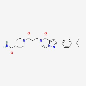 molecular formula C24H29N5O3 B2782481 1-(3-{4-oxo-2-[4-(propan-2-yl)phenyl]pyrazolo[1,5-a]pyrazin-5(4H)-yl}propanoyl)piperidine-4-carboxamide CAS No. 1326896-94-9