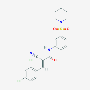 (E)-2-cyano-3-(2,4-dichlorophenyl)-N-(3-piperidin-1-ylsulfonylphenyl)prop-2-enamide
