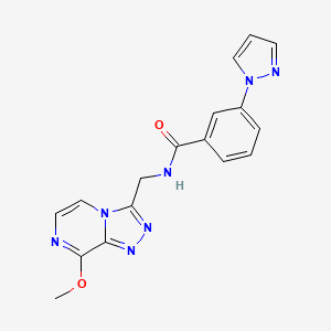 molecular formula C17H15N7O2 B2782487 N-((8-methoxy-[1,2,4]triazolo[4,3-a]pyrazin-3-yl)methyl)-3-(1H-pyrazol-1-yl)benzamide CAS No. 2034282-02-3