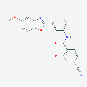 4-cyano-2-fluoro-N-[5-(5-methoxy-1,3-benzoxazol-2-yl)-2-methylphenyl]benzamide