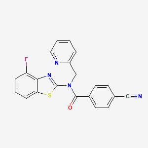 molecular formula C21H13FN4OS B2782490 4-cyano-N-(4-fluorobenzo[d]thiazol-2-yl)-N-(pyridin-2-ylmethyl)benzamide CAS No. 899735-38-7