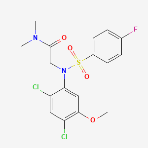 molecular formula C17H17Cl2FN2O4S B2782495 2-{2,4-dichloro[(4-fluorophenyl)sulfonyl]-5-methoxyanilino}-N,N-dimethylacetamide CAS No. 338967-34-3