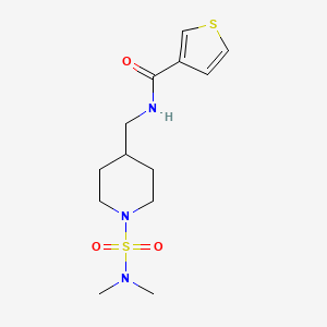 molecular formula C13H21N3O3S2 B2782497 N-((1-(N,N-dimethylsulfamoyl)piperidin-4-yl)methyl)thiophene-3-carboxamide CAS No. 2034330-37-3
