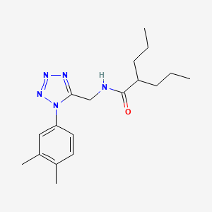 molecular formula C18H27N5O B2782498 N-[[1-(3,4-dimethylphenyl)tetrazol-5-yl]methyl]-2-propylpentanamide CAS No. 897622-28-5
