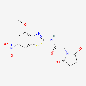 molecular formula C14H12N4O6S B2782500 2-(2,5-dioxopyrrolidin-1-yl)-N-(4-methoxy-6-nitro-1,3-benzothiazol-2-yl)acetamide CAS No. 477280-52-7