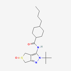 4-butyl-N-(2-tert-butyl-5-oxo-4,6-dihydrothieno[3,4-c]pyrazol-3-yl)cyclohexane-1-carboxamide