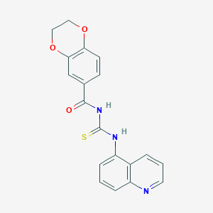 molecular formula C19H15N3O3S B278251 N-(quinolin-5-ylcarbamothioyl)-2,3-dihydro-1,4-benzodioxine-6-carboxamide 