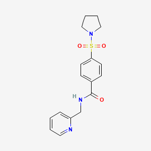 molecular formula C17H19N3O3S B2782511 N-(吡啶-2-基甲基)-4-吡咯烷-1-磺酰基苯甲酰胺 CAS No. 783318-70-7