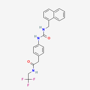molecular formula C22H20F3N3O2 B2782512 2-(4-(3-(naphthalen-1-ylmethyl)ureido)phenyl)-N-(2,2,2-trifluoroethyl)acetamide CAS No. 1235083-39-2