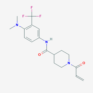 molecular formula C18H22F3N3O2 B2782513 N-[4-(Dimethylamino)-3-(trifluoromethyl)phenyl]-1-prop-2-enoylpiperidine-4-carboxamide CAS No. 2361748-86-7